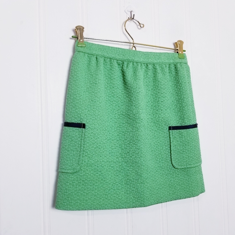 Brooks Brothers Kelly Green Skirt Girls Size 10 Blue Trim Classic Preppy Style